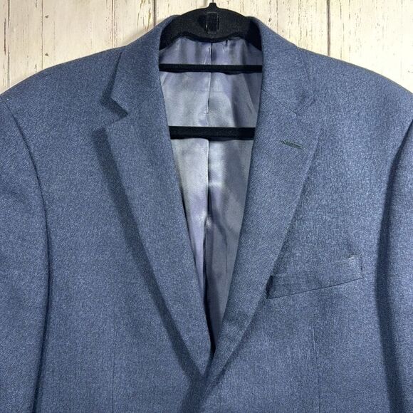 Jos A Bank Mens Linen Wool Blend Tailored Fit Navy Blue Casual Blazer Jacket - Picture 2 of 16